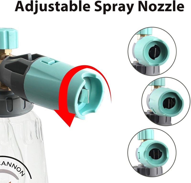 Sooprinse Pressure Washer Gun with Foam Cannon Snow Foam Lance, Short Pressure Washer Gun with Foam Cannon with 1/4 Inch Quick Connector, Power Washer Foam Blaster with Car Wash Mitt, 4000 PSI,1 Liter - Image 5